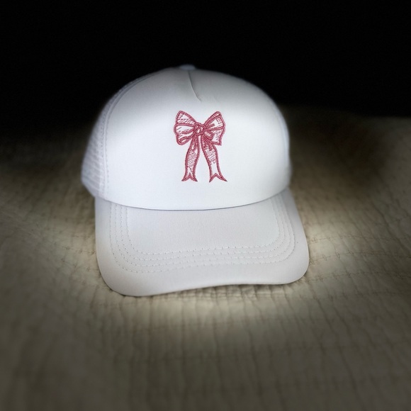 Accessories - COQUETTE RIBBON BOW EMBROIDERY TRUCKER HAT